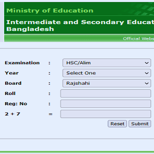 Rajshahi Board HSC Result 2024 with Marksheet