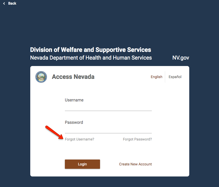 Access Nevada Login Disabled
