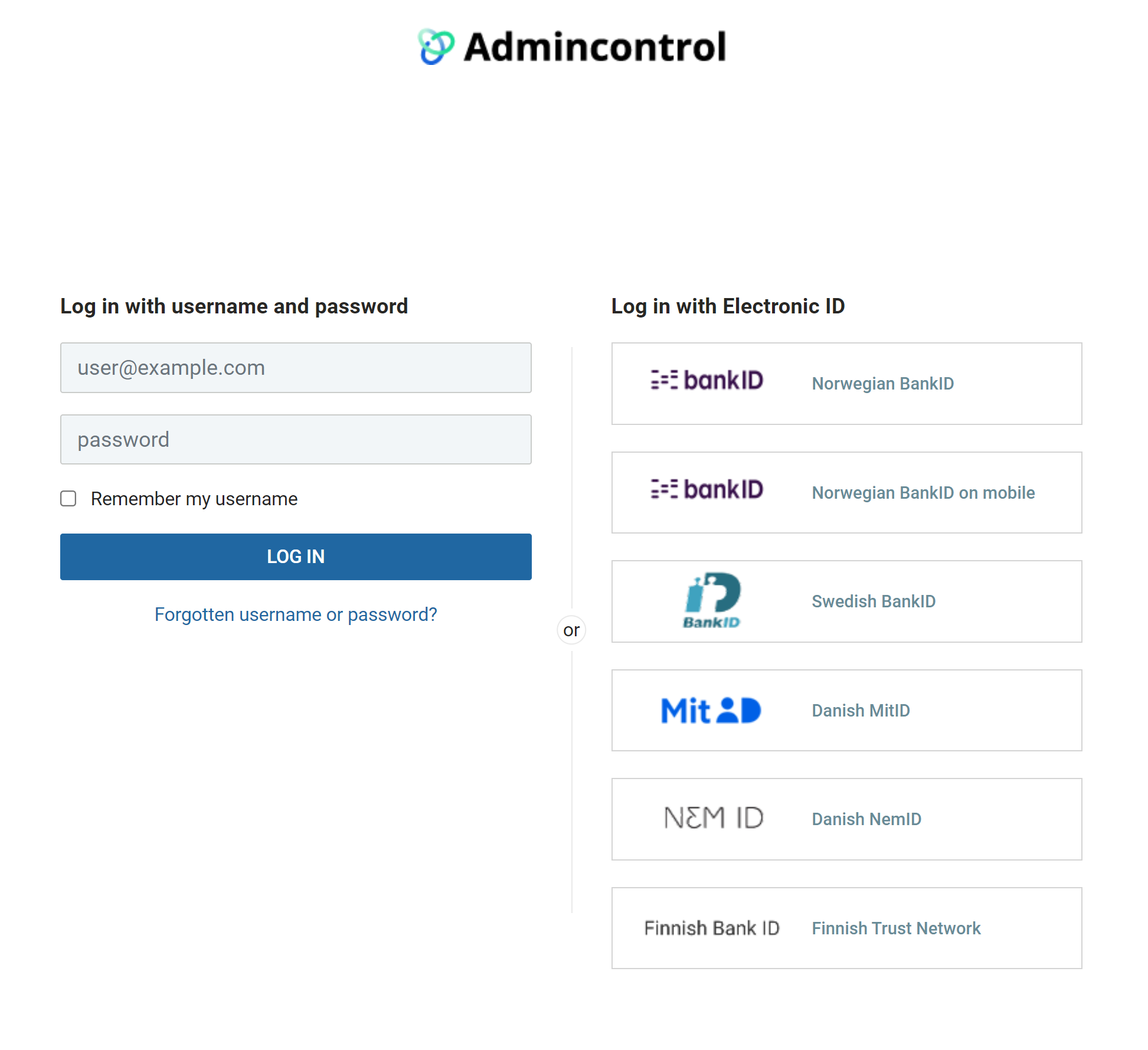 Admin Control Login