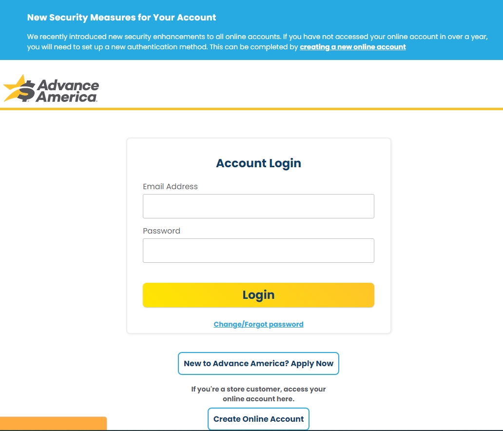 Advance America Net Login