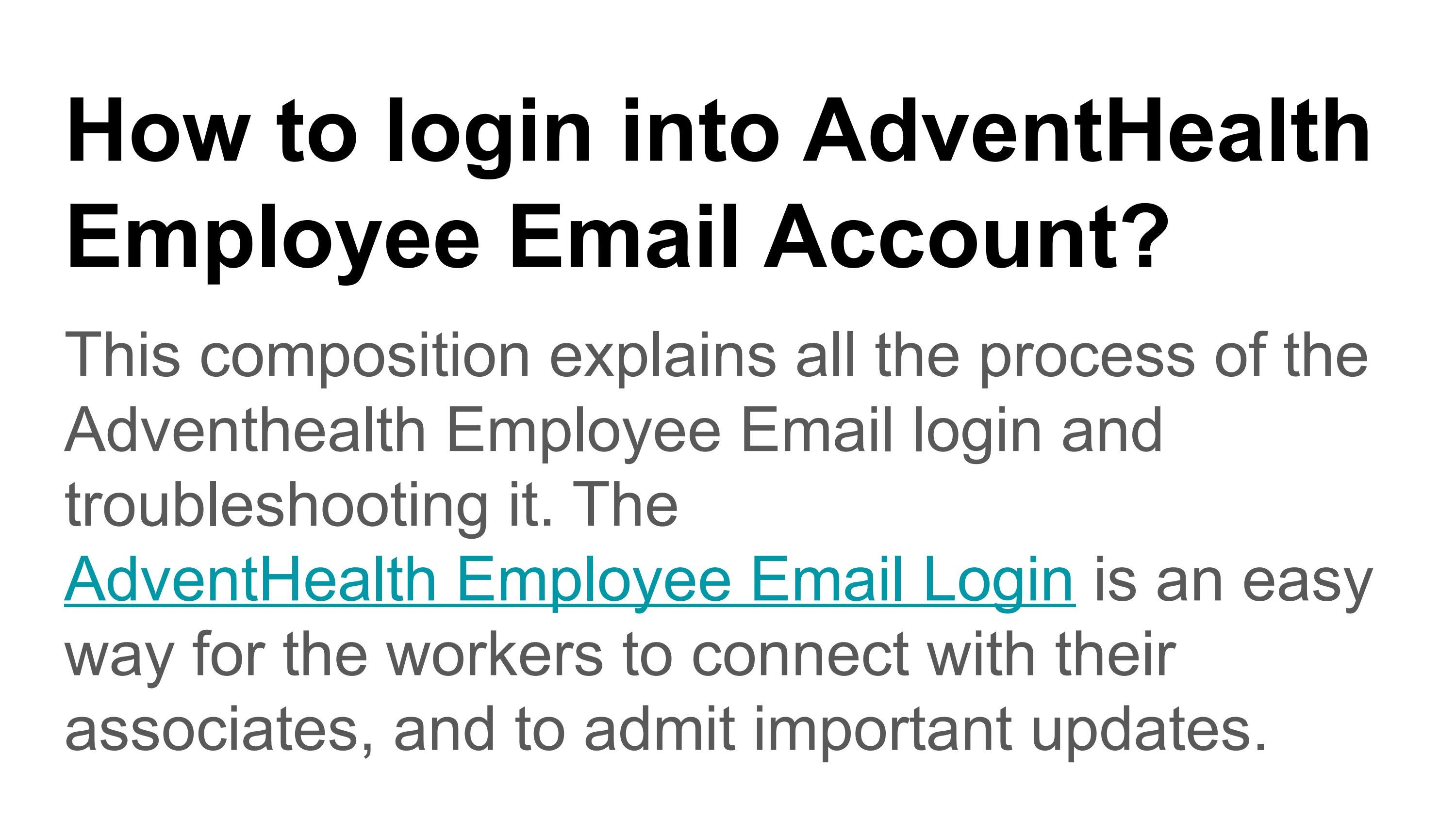 Adventhealth Outlook Email Login