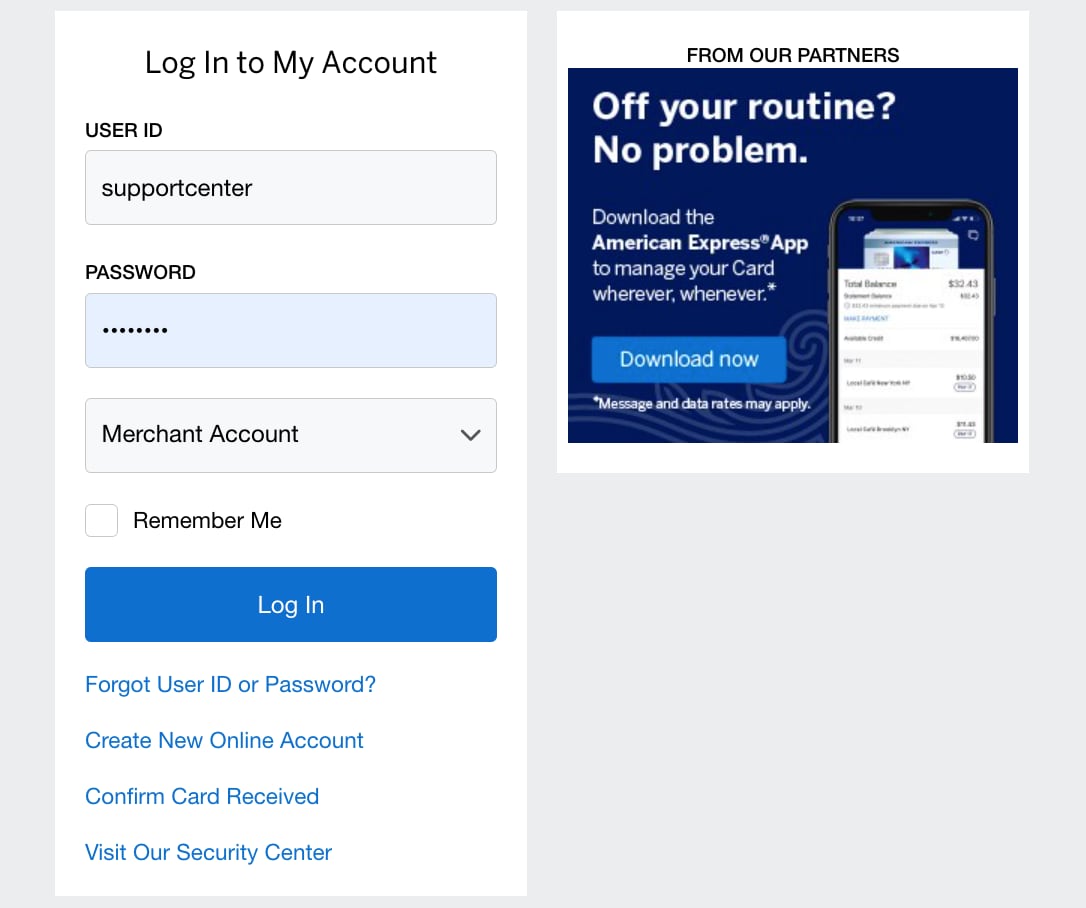 American Express Merchant Login