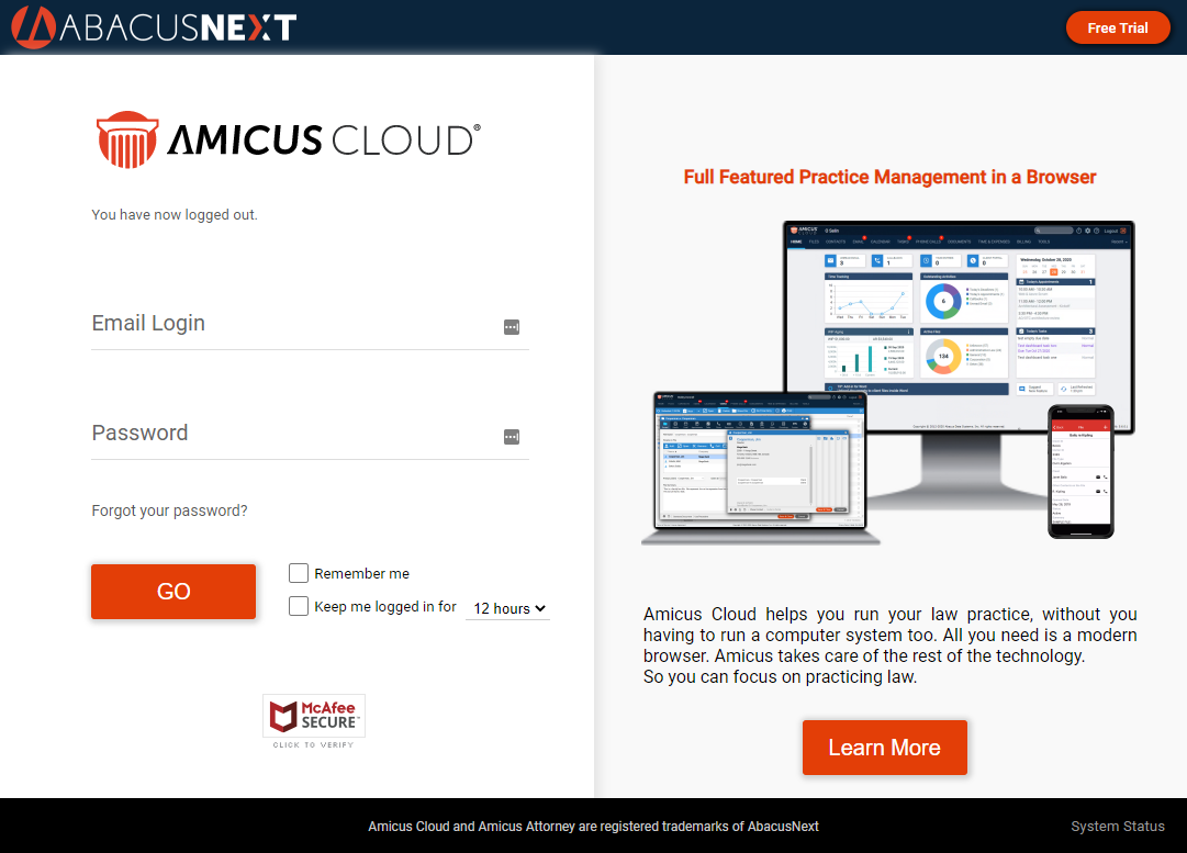 Amicus Cloud Login