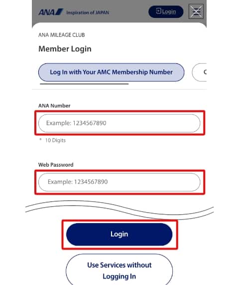 Ana Member Login