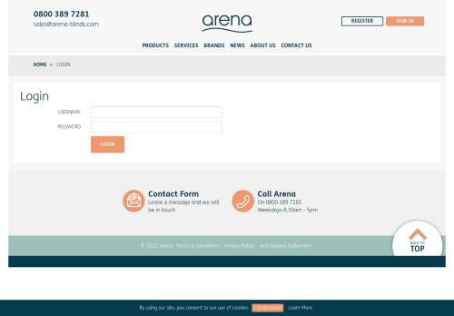 Arena Blinds Login
