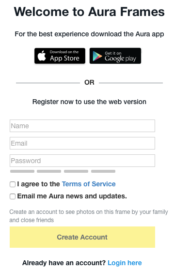 Aura Frame Login