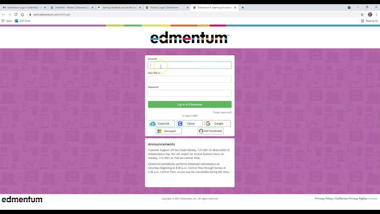 Auth Edmentum Login