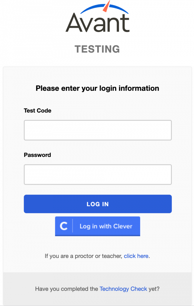 Avant Testing Login