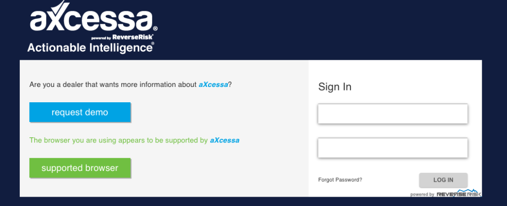 Axcessa Login Dealer