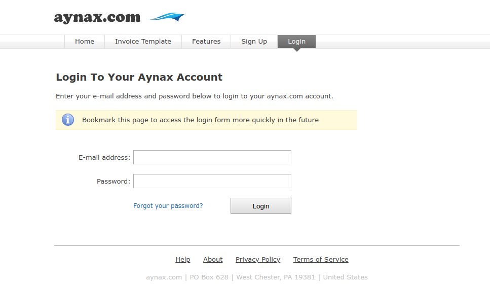 Aynax Invoice Login