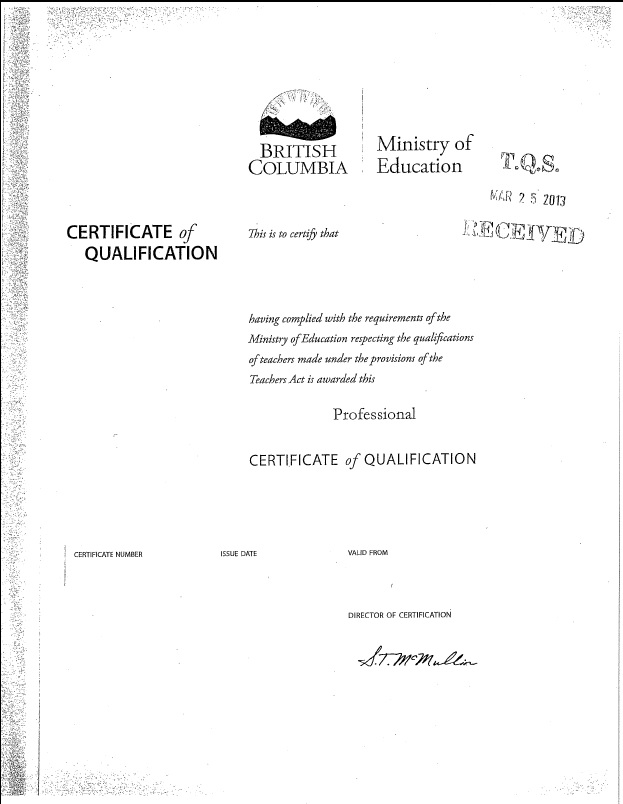 B.C. Teaching Certificate Login
