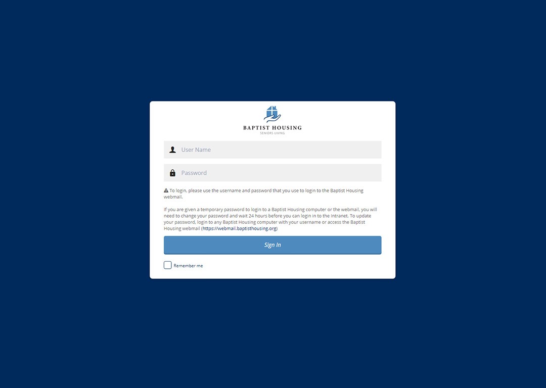 Baptist Housing Login