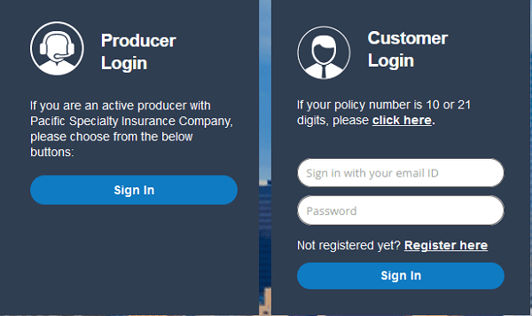Pacific Specialty Insurance Login