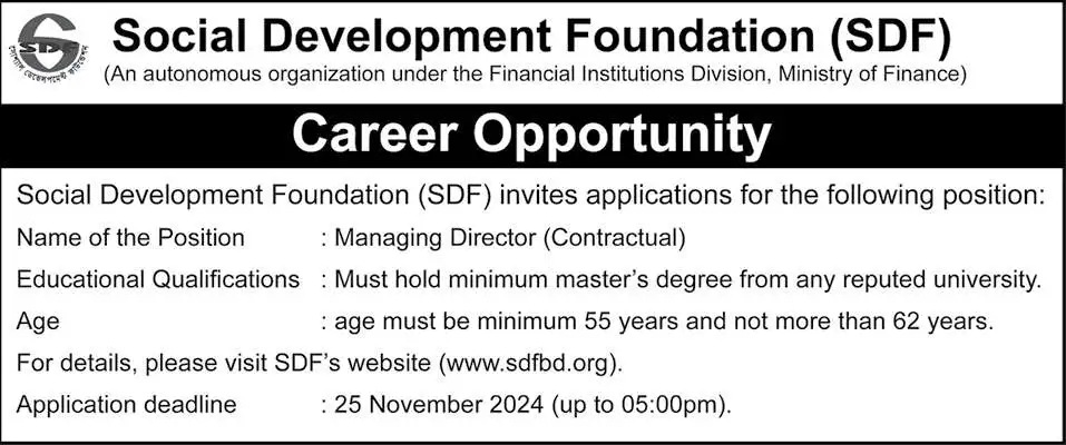 Social Development Foundation Job Circular 2024