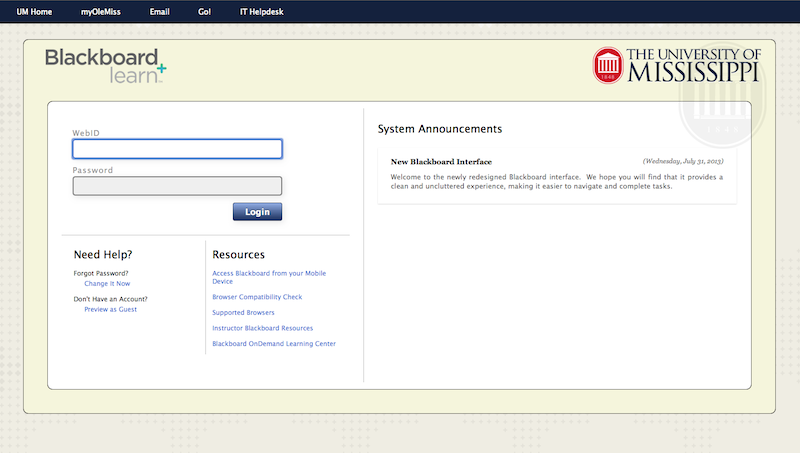 Blackboard Login Ole Miss