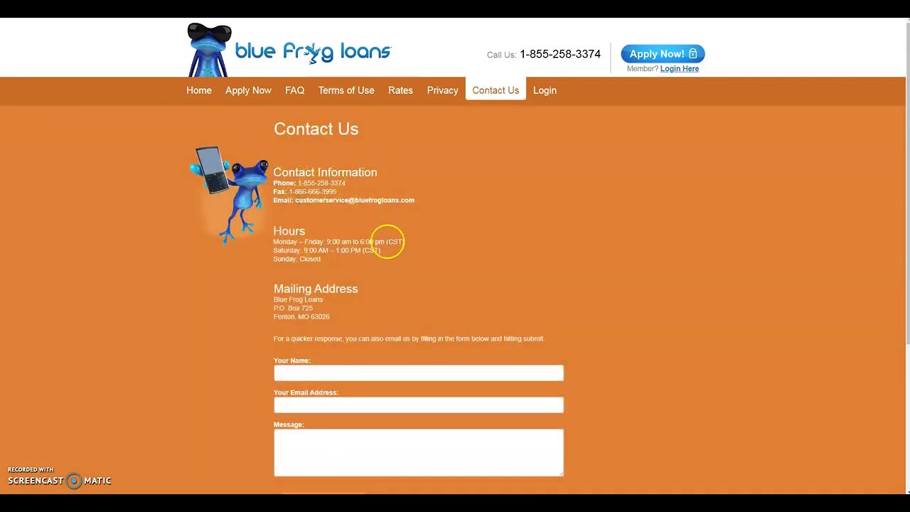 Blue Frog Loans Login