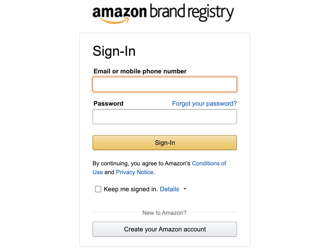 Brand Registry Login