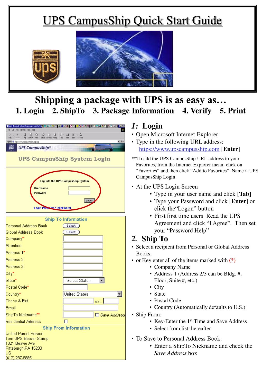 Campusship Login Ups