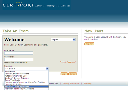 Certiport Login