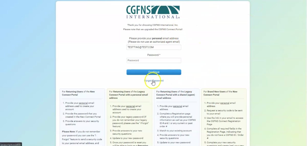 Cgfns Login With Id