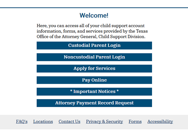 Child Support Login Texas