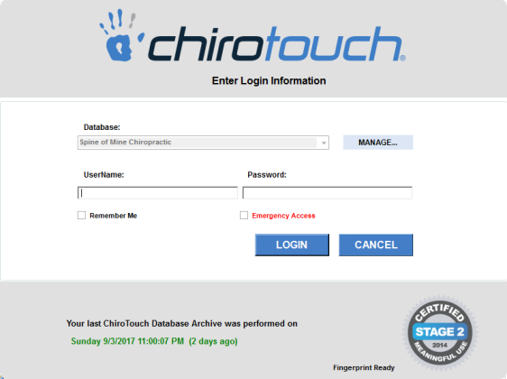 Chirotouch Login