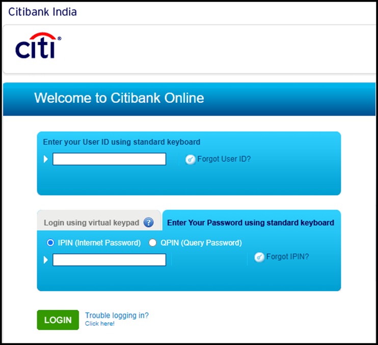 Citibank India Login