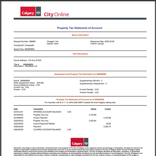 City Of Calgary Property Tax Login