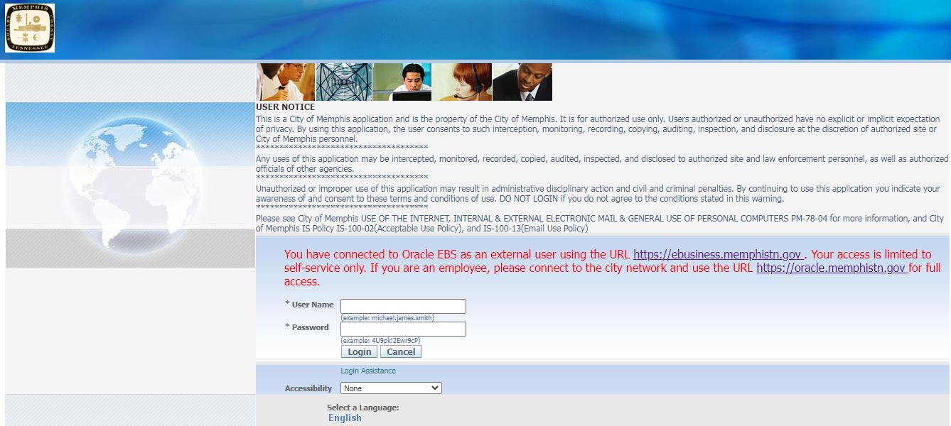 City Of Memphis Oracle Login