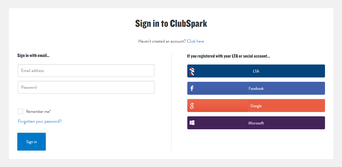 Clubspark Login