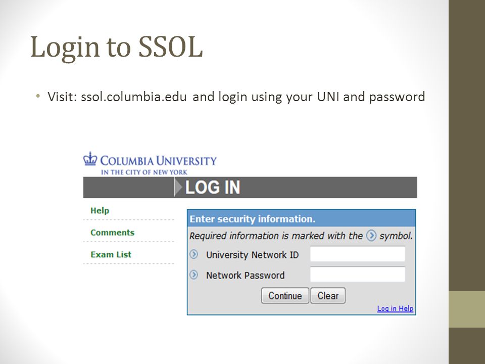 Columbia Ssol Login