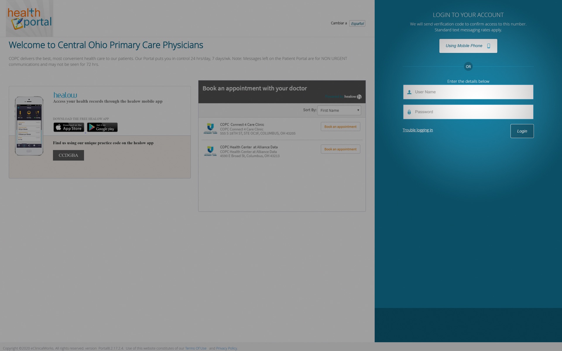 Copc Patient Login