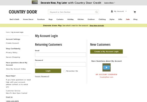 Country Door Account Login