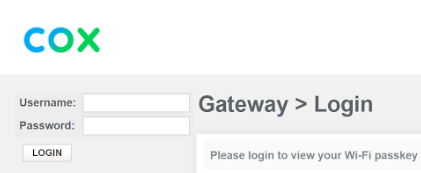 Cox Default Gateway Login