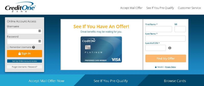 Creditonebank Credit Card Login