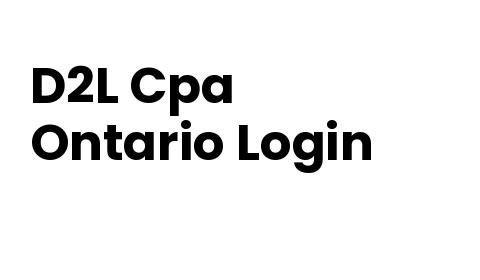 D2L Cpa Ontario Login