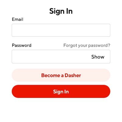 Dasher App Login