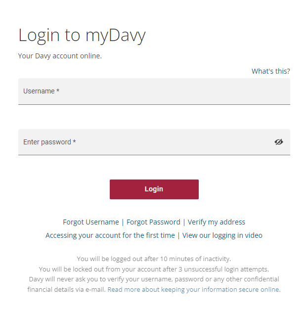 Davy Select Login