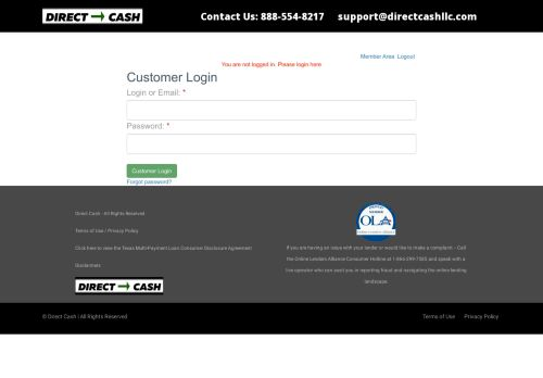 Direct Cash Login