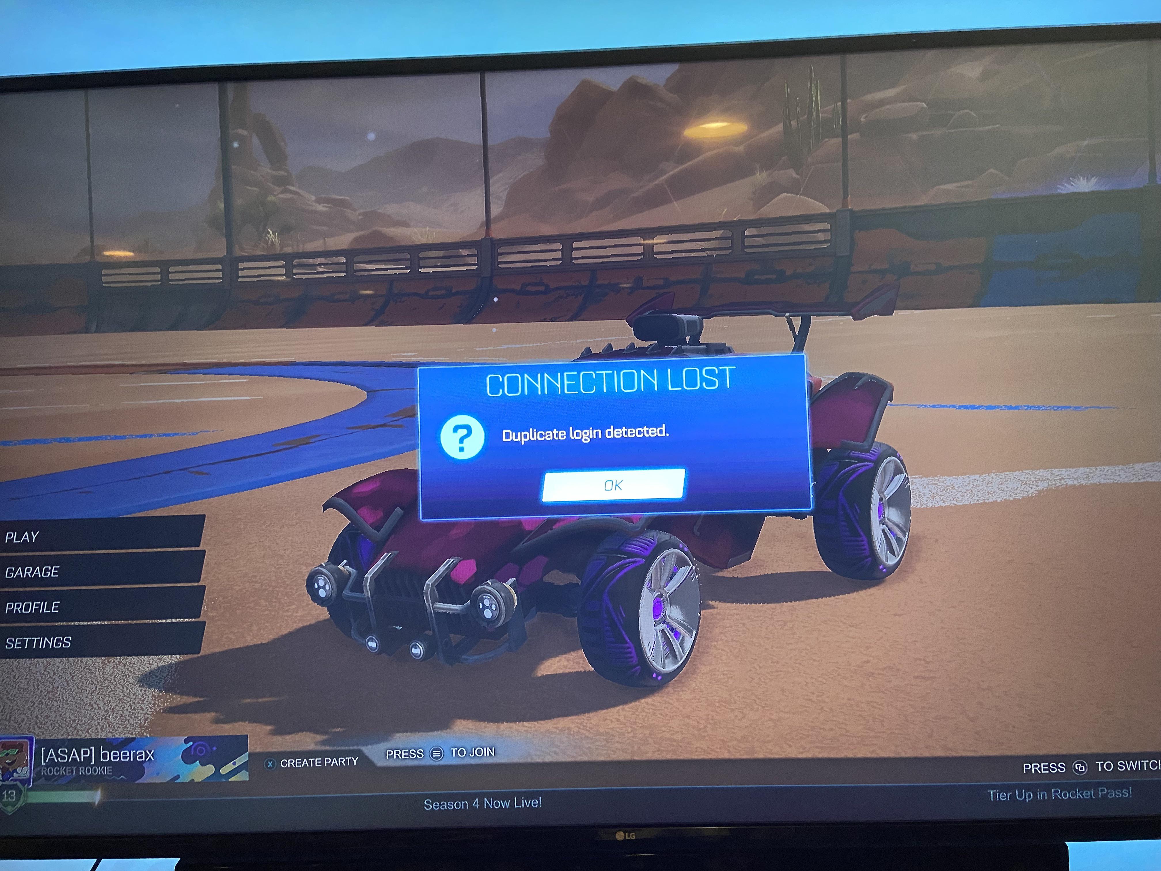 Duplicate Login Detected Rocket League