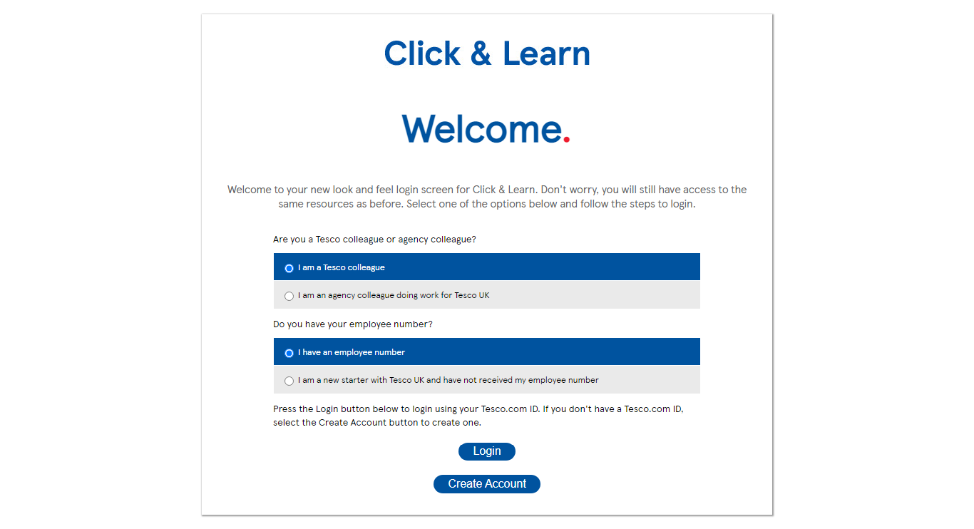 E Learning Login Tesco