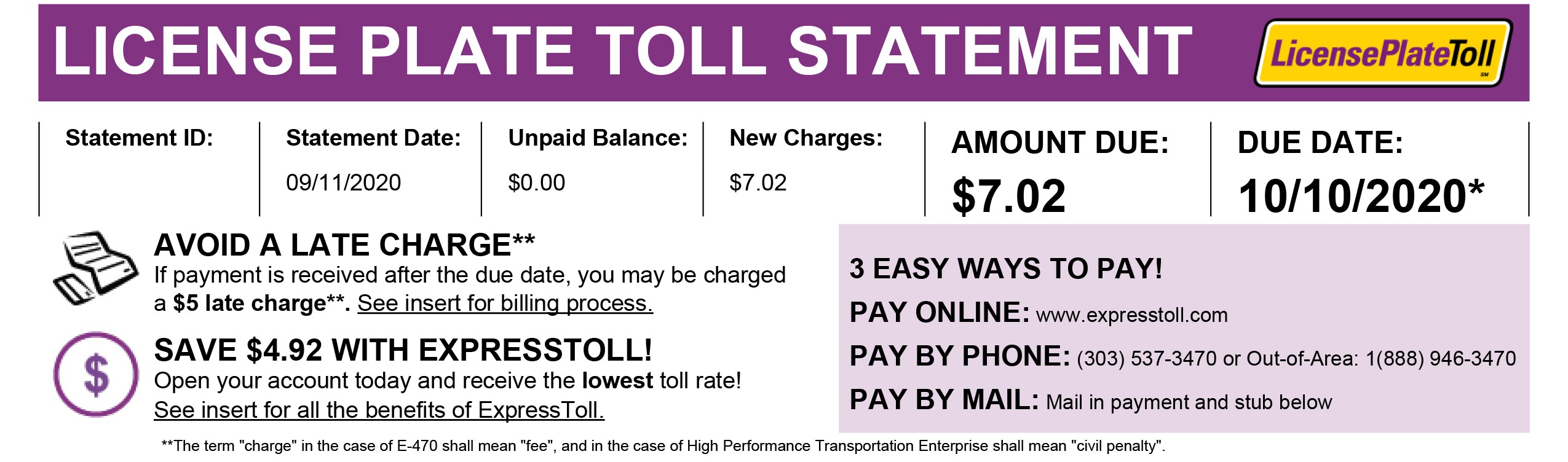 E470 Express Toll Login