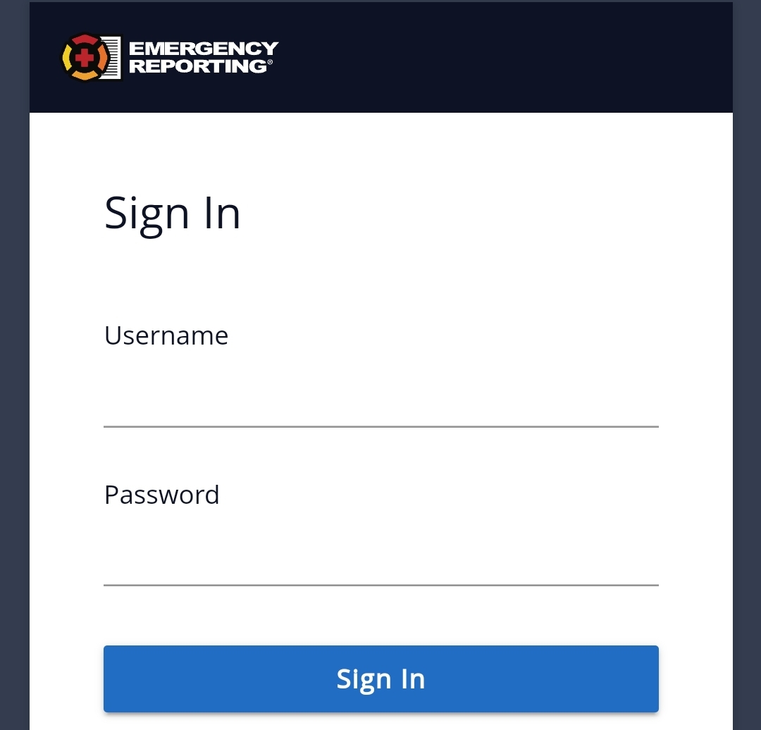 Emergency Reporting Login Page