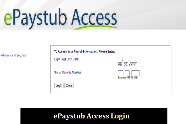 Epaystub Portal Login