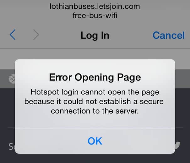 Error Opening Page Hotspot Login