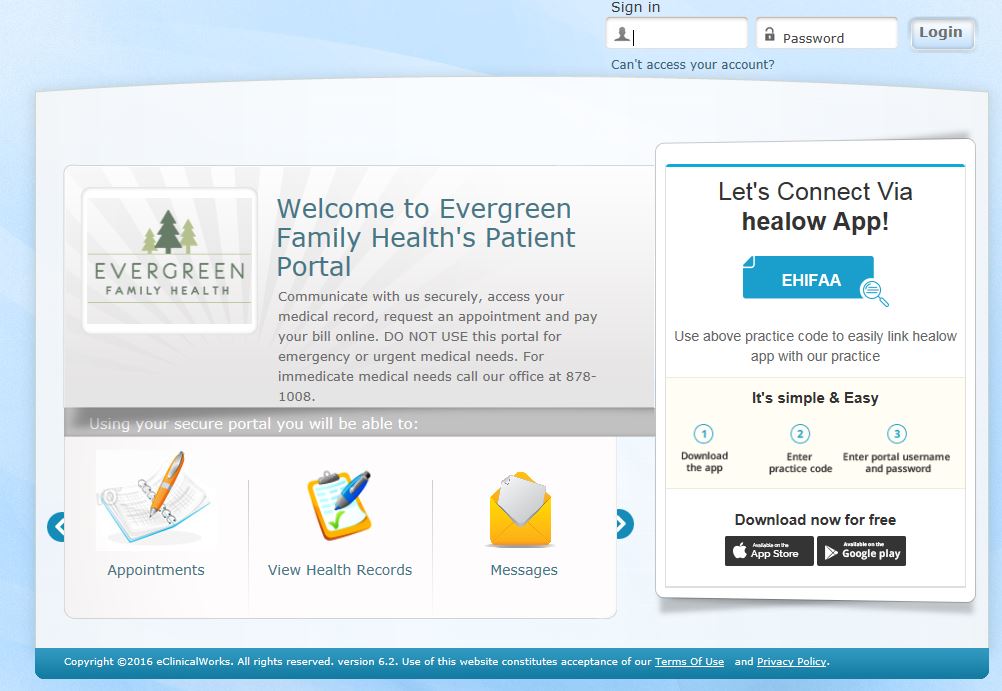 Evergreen Health Portal Login