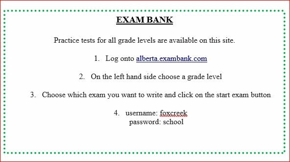 Exam Bank Login