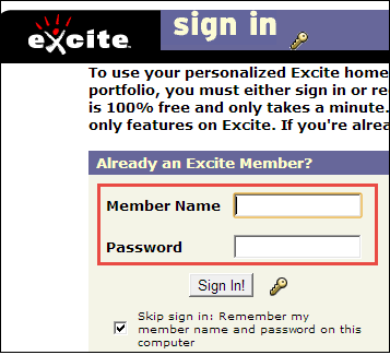 Excite Email Login