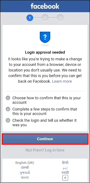 Facebook Login Approval Needed