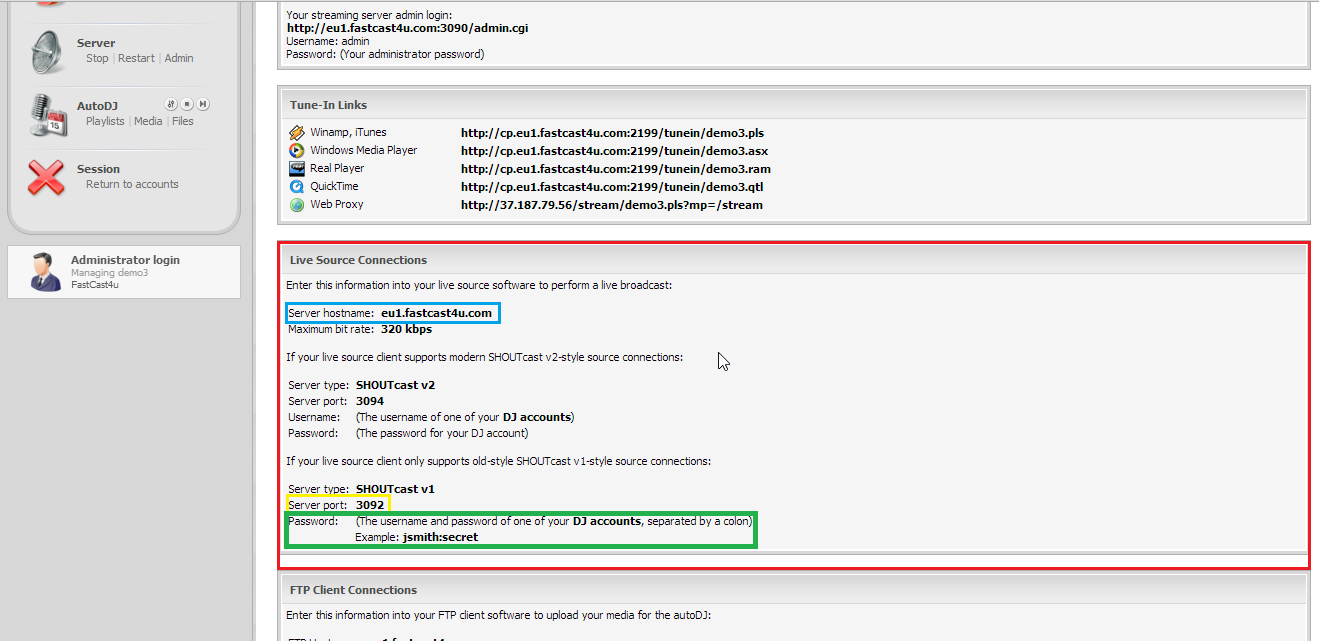 Fastcast4U Client Login